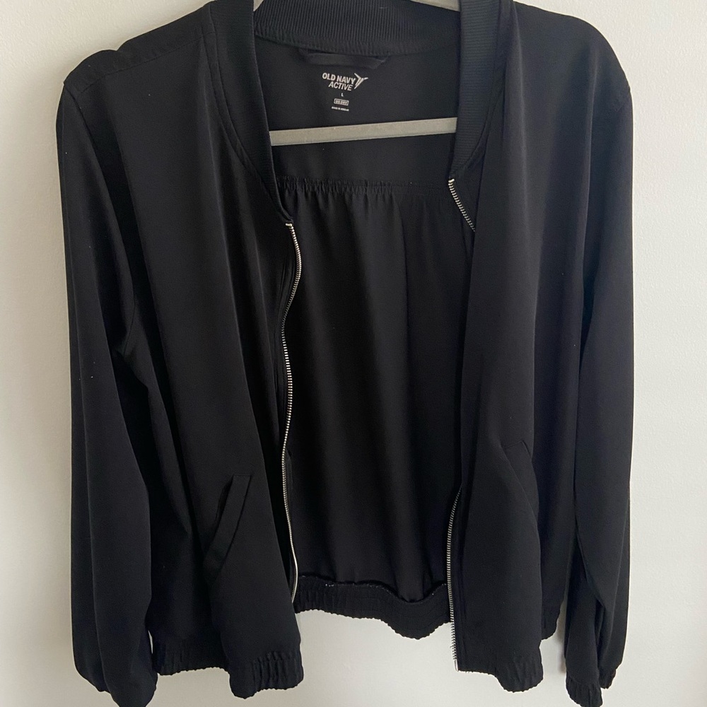 Old Navy Activewear Black Bomber Jacket